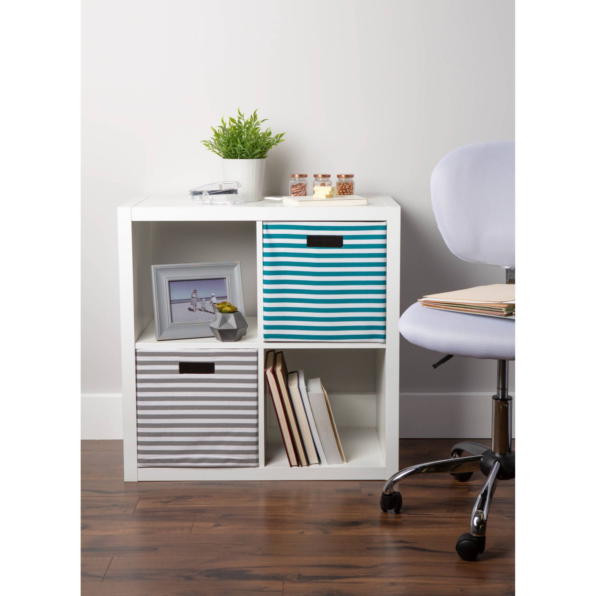 DII® Square Gray Pinstripe Polyester Cube